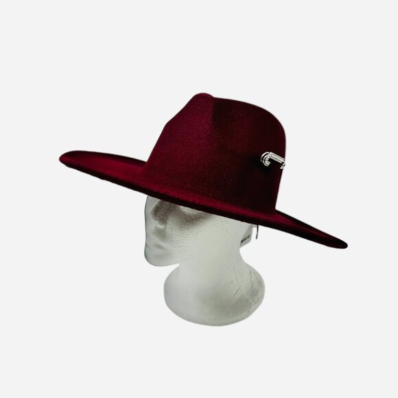 Free People Felt Hat in Merlot with Gold Tone Bling Pin Detail OS NWT - Picture 13 of 15